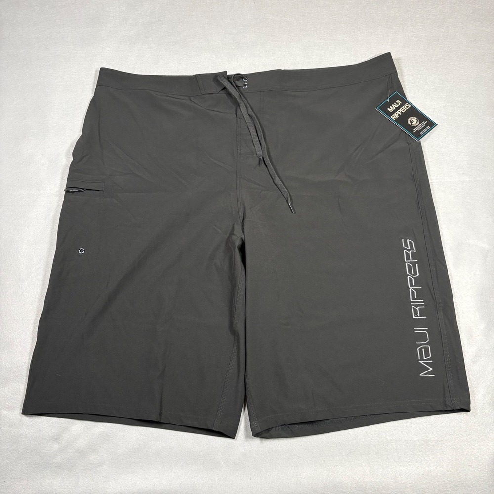 Maui Rippers Mens Very Long Core 24 Boardshorts Black 4-Way Stretch Size 46 NEW